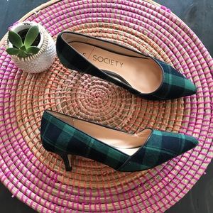Sole Society Desi plaid Pointed toe kitten heels 6